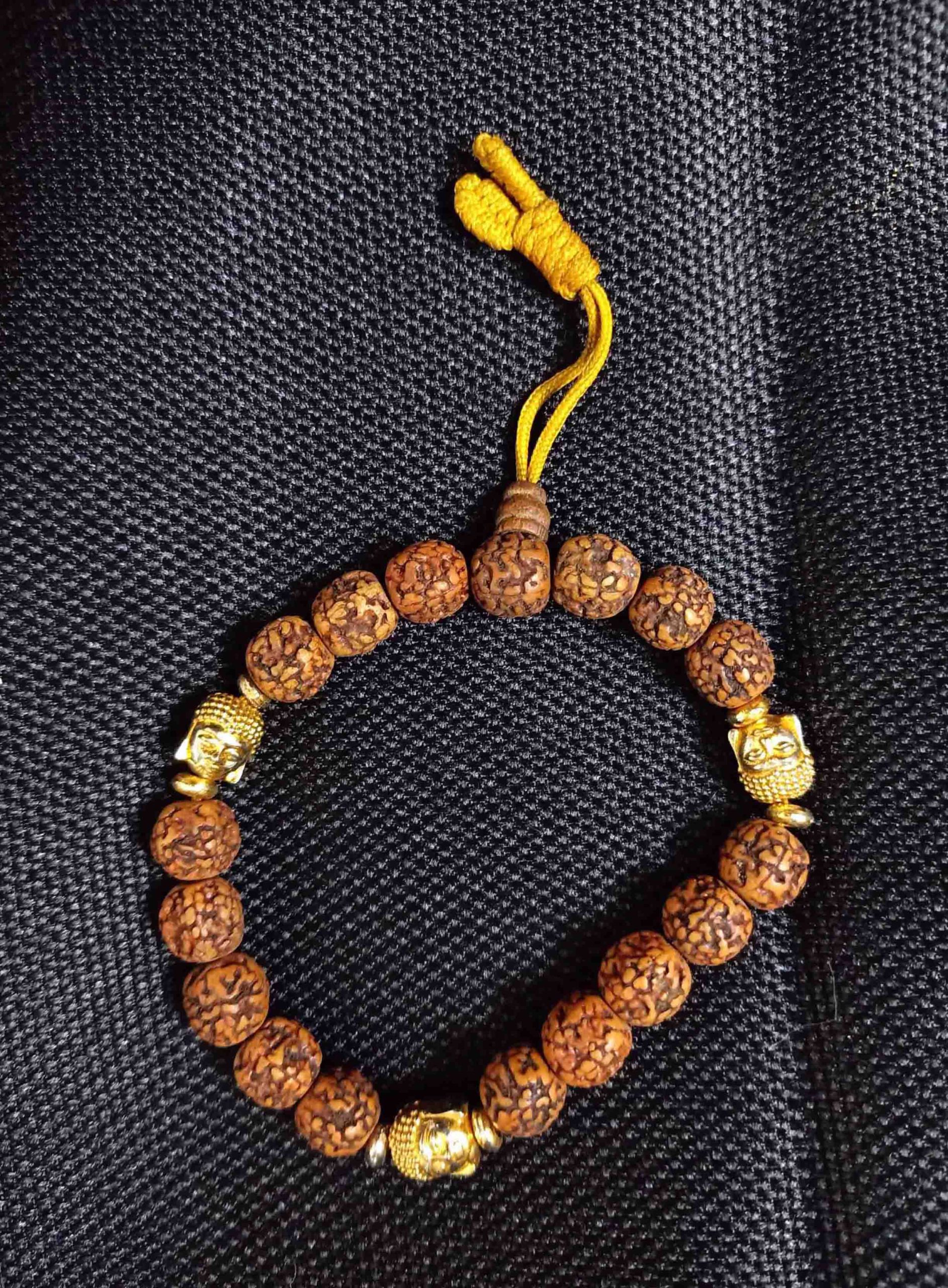 Tibetan Buddha Om Rudraksha Bracelet Brown Wood - Omrudraksha